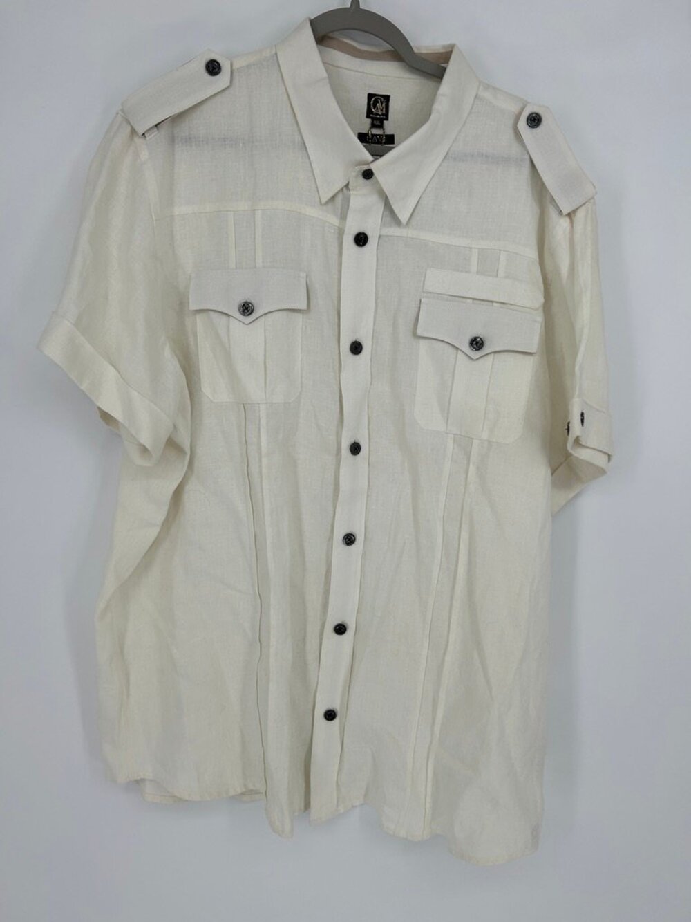 CAVI Ivory Linen Look Military Utility Capsule Shirt 4XL OldMoney Grandpa Casual